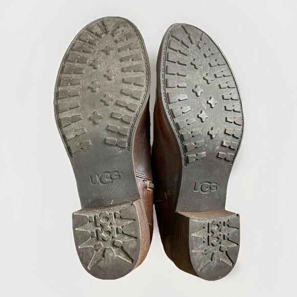 UGG Penelope Genuine Leather Sz 8.5 Women Zip Brown S/N 1008710 Ankle Boots - Picture 8 of 10